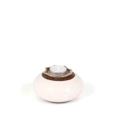 UBVFLOR-IHN-1030 | Flora ihnos oval keepsake | White/brown | 12x8cm - 0,25L