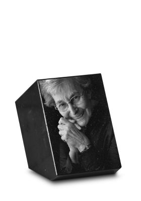 A137LP | Massief blok + Tekst + Laserfoto persoon | 8x11x8cm