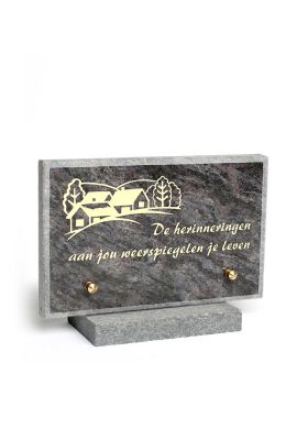 A150D | Graniet op sokkel + tekst | 13x20cm