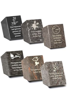 SA137_3 | Massief blok + tekst | 8x11x8cm - 6 stuks