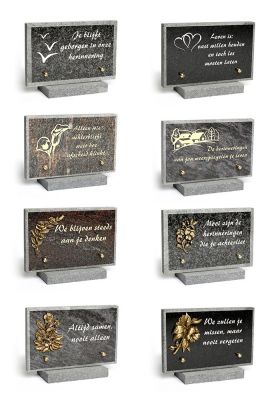 SA150 | Graniet op sokkel + tekst | 13x20cm - 6 stuks
