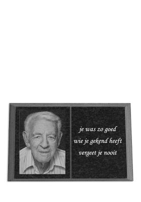 T2030LP - Tekst + Laserfoto persoon - 20x30cm